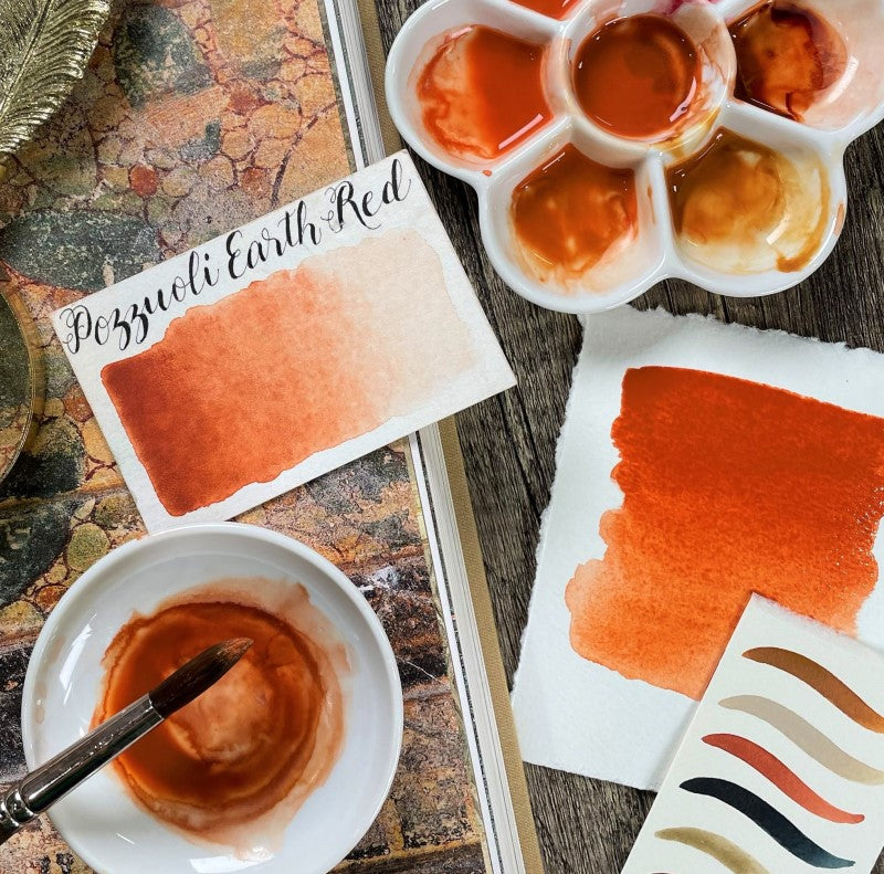 Pozzuoli Earth Red Half Pan Watercolor: Stoneground Paint Co.