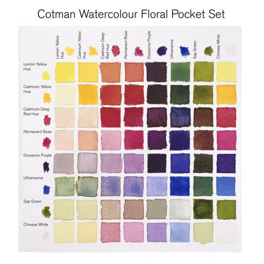 Cotman Floral Pocket Half Pan Watercolor Set