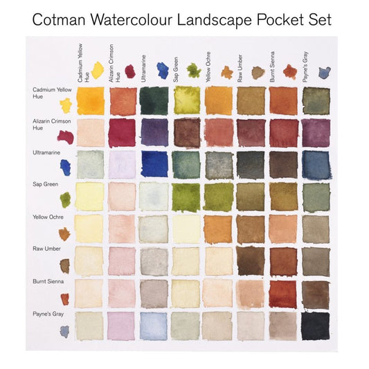 Cotman Landscape Pocket Half Pan Watercolor Set