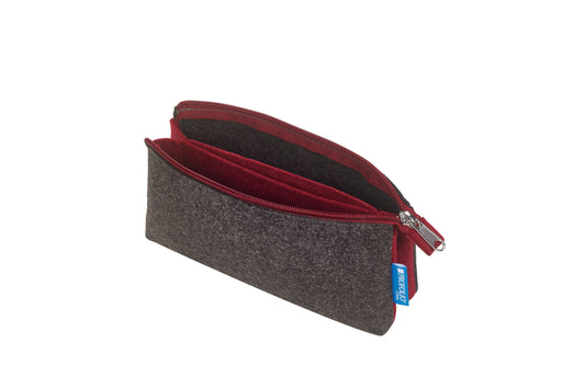 4"x7" Charcoal/Maroon Midtown Pouch