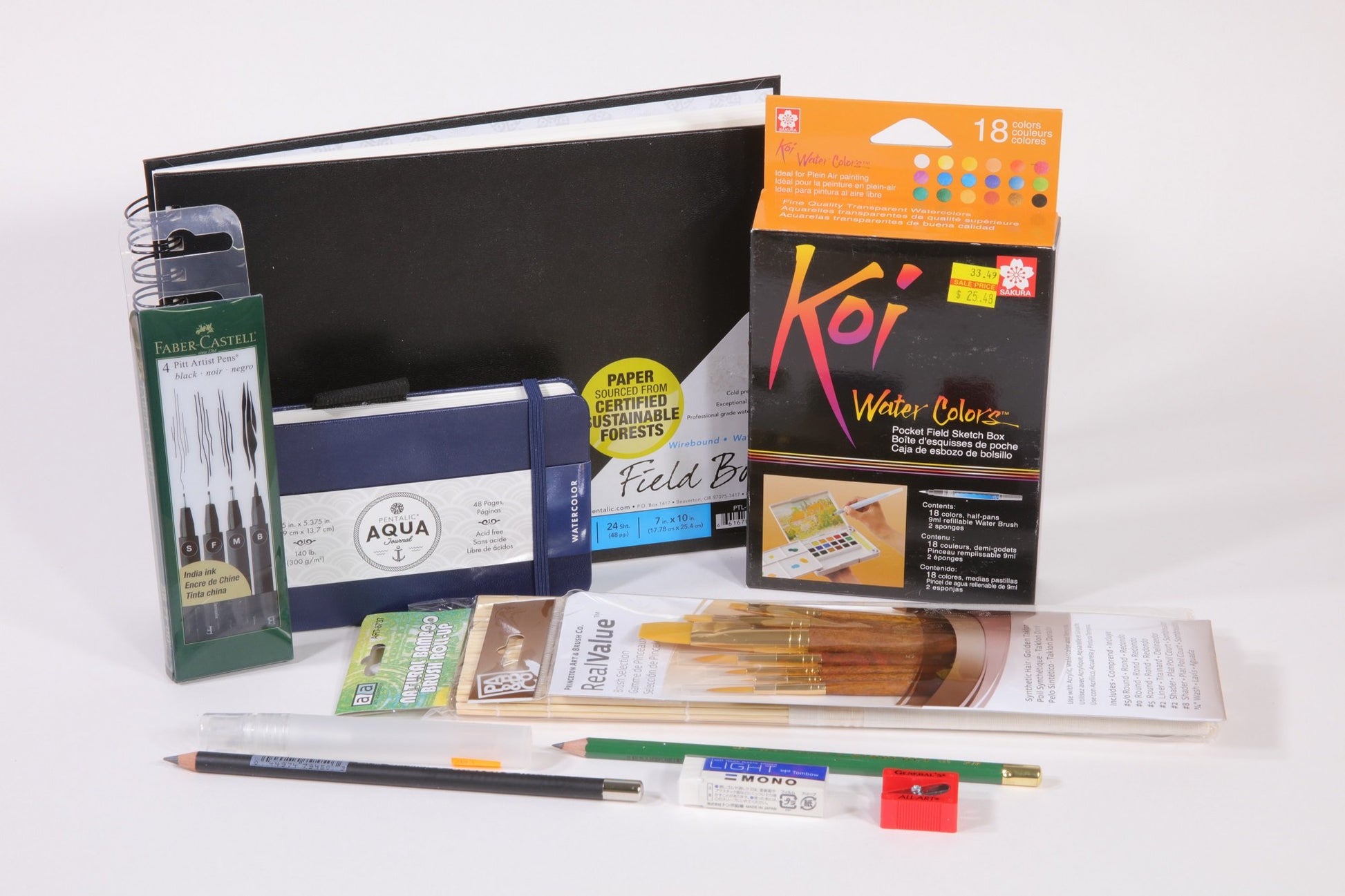 Handmade Watercolor kit -RAFTER kit includes 6 half pans -tin and water  brush - Free Shipping in US